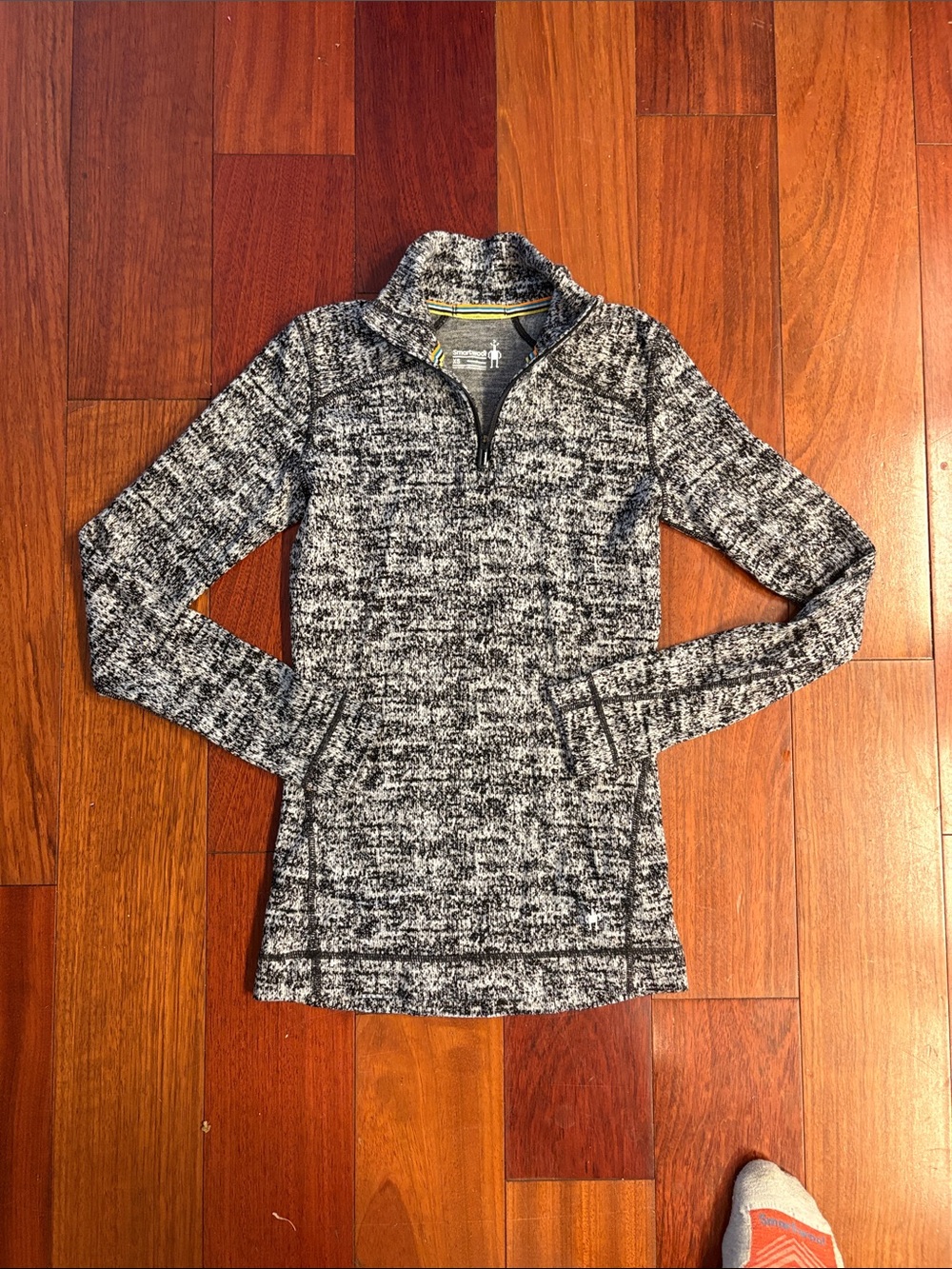 Smart wool Marled Black & White Quarter-Zip Pullover